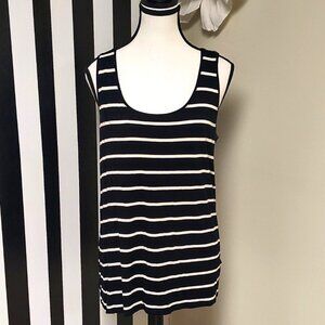 White House Black Market: Black and White Striped Tank Top Size M